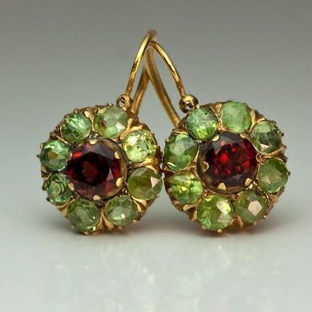 Brincos retrô verde e vermelho