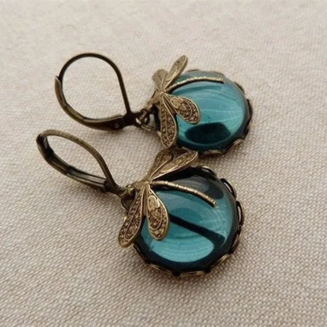 Brincos de libélula de ouro antigo