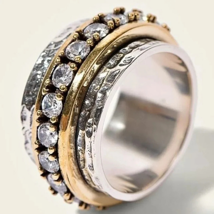 Anel Bicolor Prata e Dourado